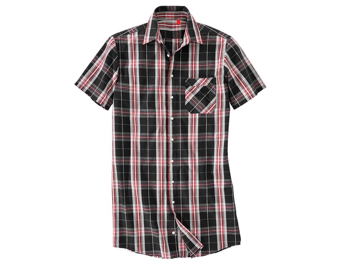 Joiners / Carpenters: Short sleeved shirt Lübeck, extra long + black/red/white