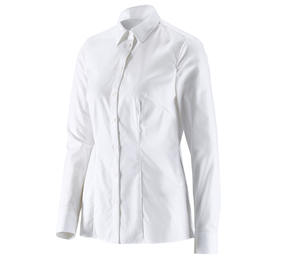 Themen: e.s. Business Bluse cotton stretch, Damen reg. fit + weiß
