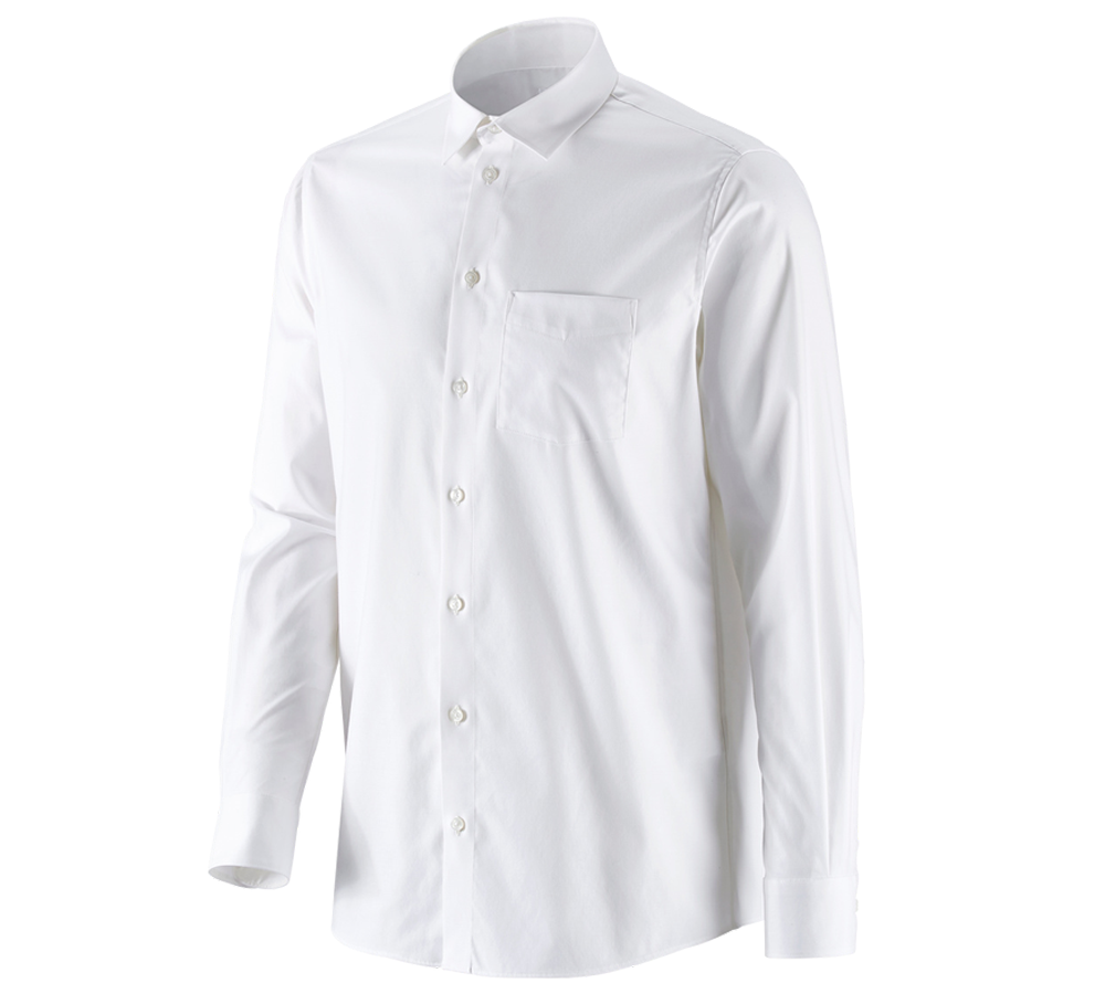 Hauts: e.s. Chemise de travail cotton stretch comfort fit + blanc
