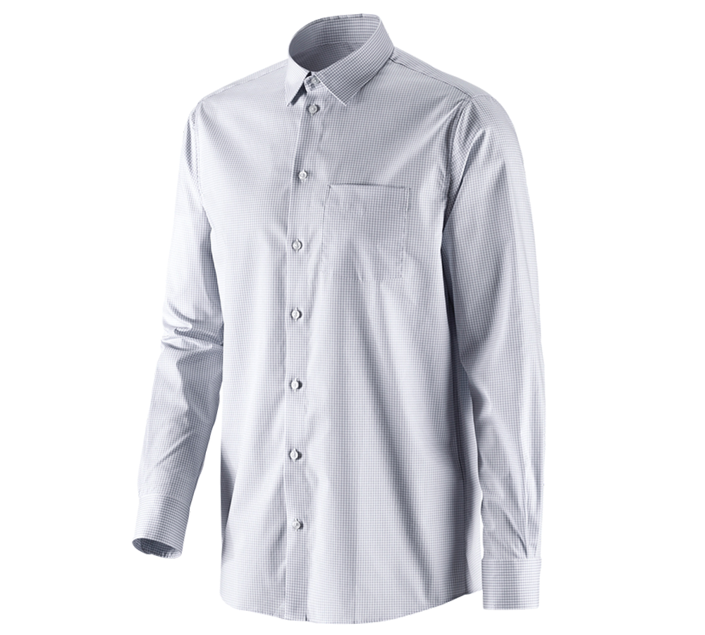 Shirts & Co.: e.s. Business Hemd cotton stretch, comfort fit + nebelgrau kariert