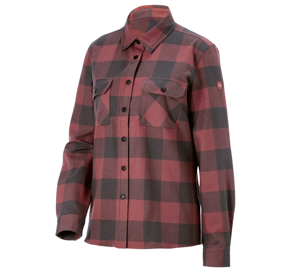 Clothing: Check shirt e.s.iconic, ladies' + oxidred/carbongrey