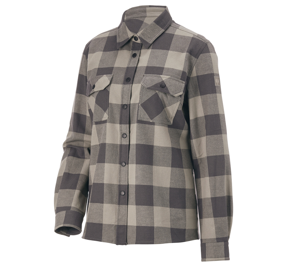 Clothing: Check shirt e.s.iconic, ladies' + dolphingrey/carbongrey