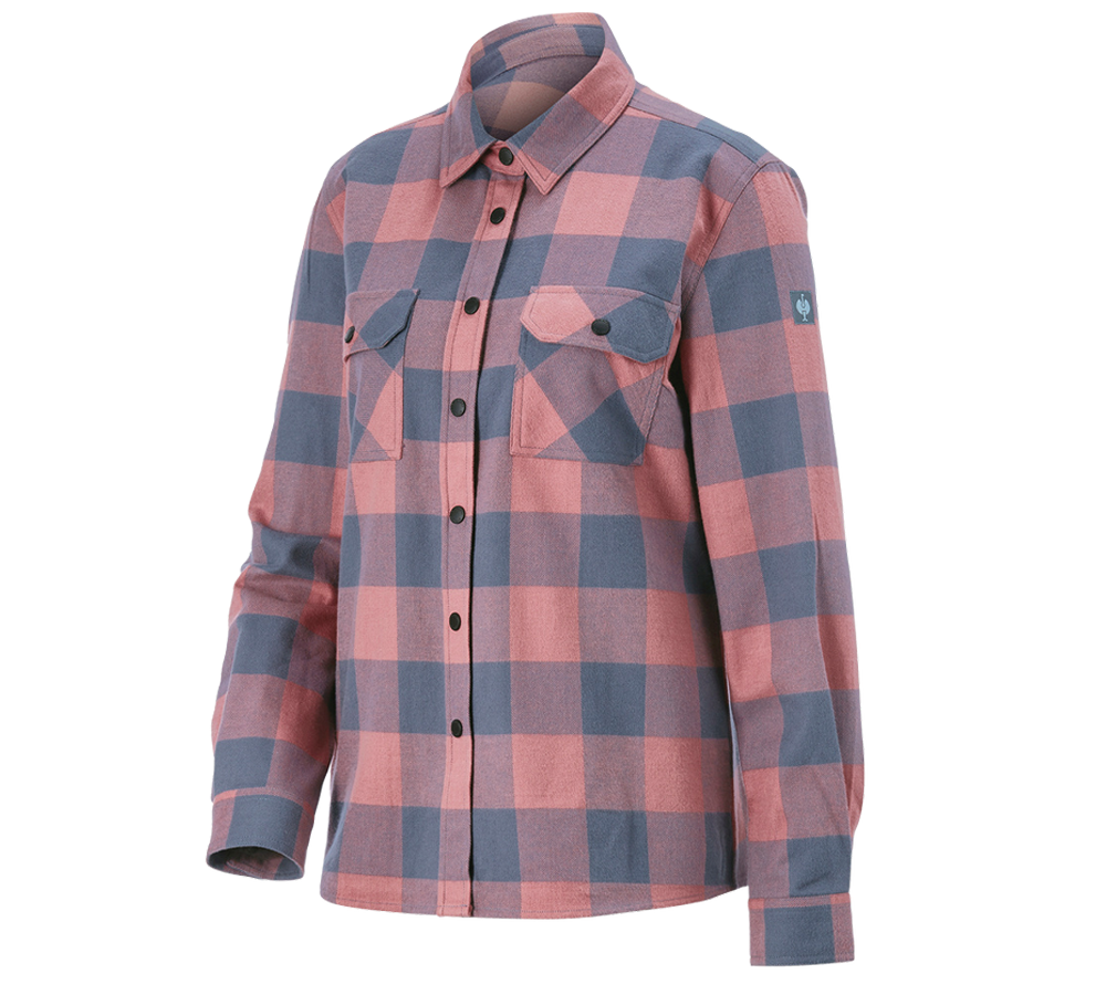 Topics: Check shirt e.s.iconic, ladies' + quartz pink/oxidblue