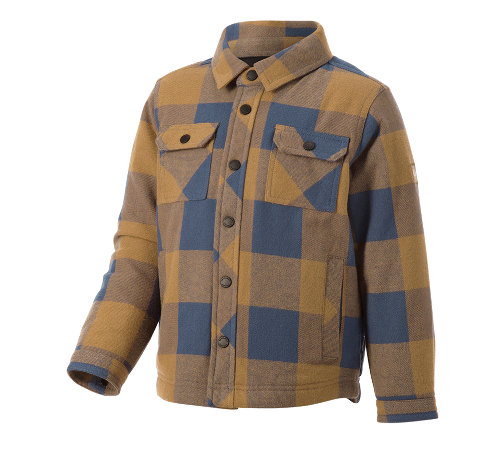 Shirts & Co.: Allseason Karohemd e.s.iconic, Kinder + mandelbraun/oxidblau