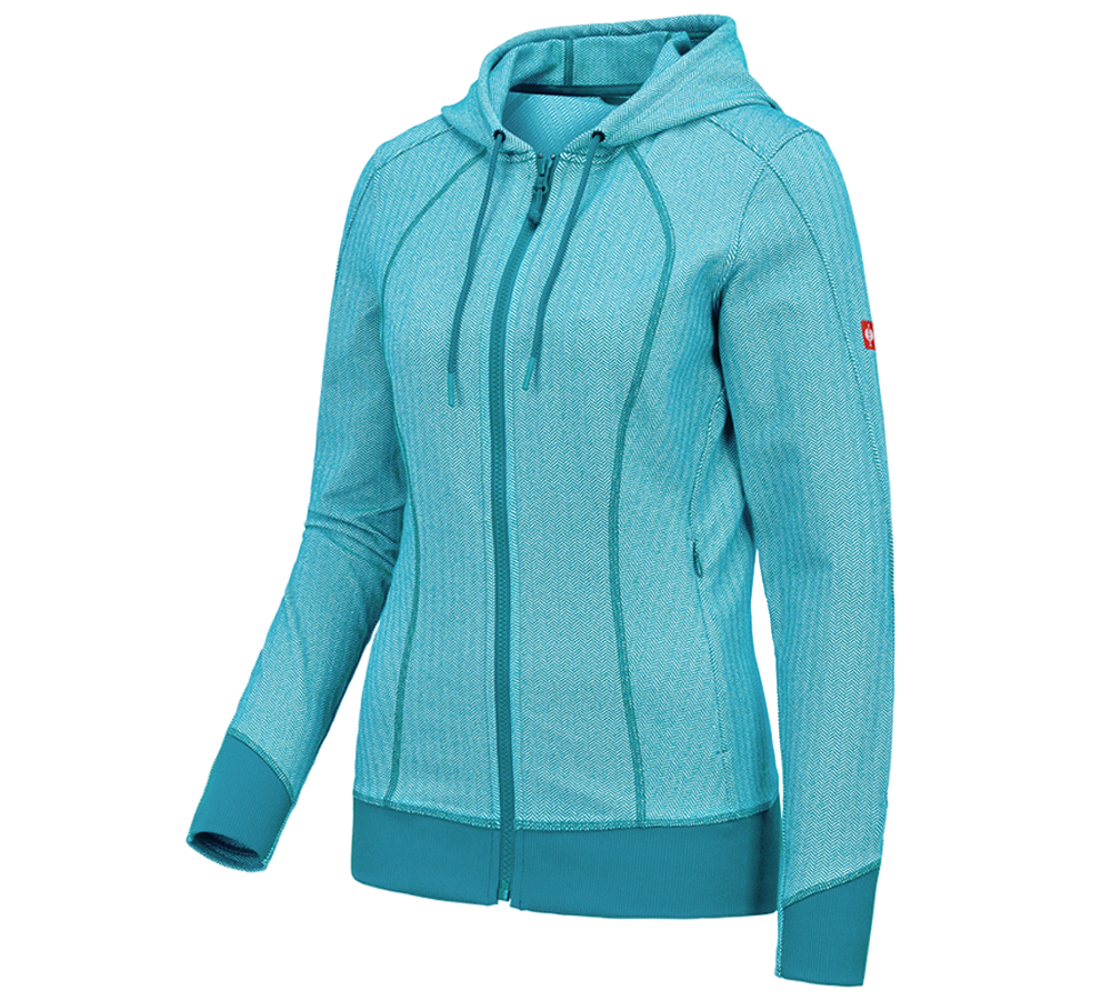 Work Jackets: e.s. Functional hooded jacket herringbone, ladies' + ocean