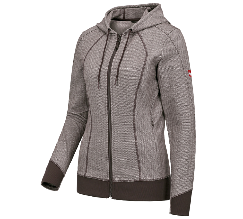 Work Jackets: e.s. Functional hooded jacket herringbone, ladies + chestnut