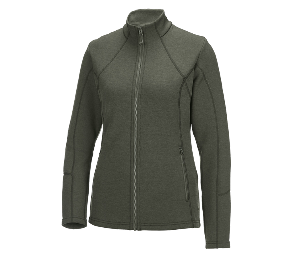 Work Jackets: e.s. Functional sweat jacket melange, ladies' + thyme melange