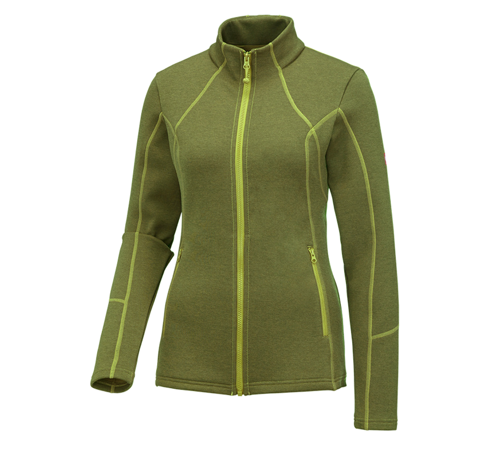 Work Jackets: e.s. Functional sweat jacket melange, ladies' + maygreen melange