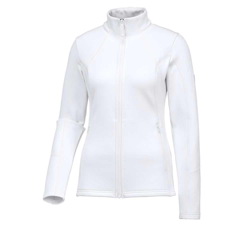 Work Jackets: e.s. Functional sweat jacket melange, ladies' + white