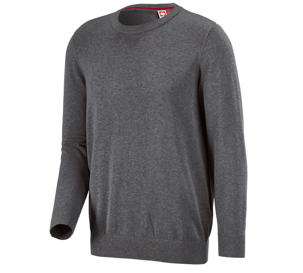 Shirts, Pullover & more: e.s. Knitted pullover, round neck + anthracite melange
