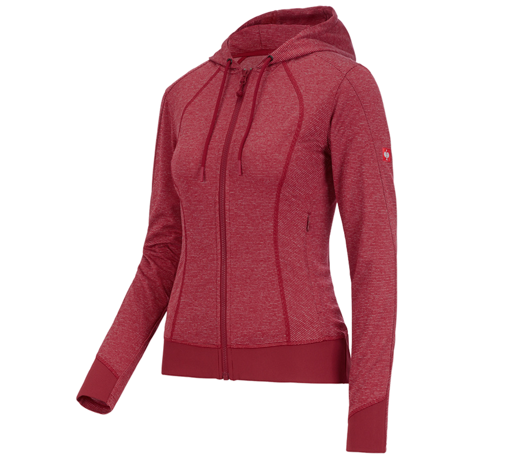 Work Jackets: e.s. Functional hooded jacket stripe, ladies' + fiery red