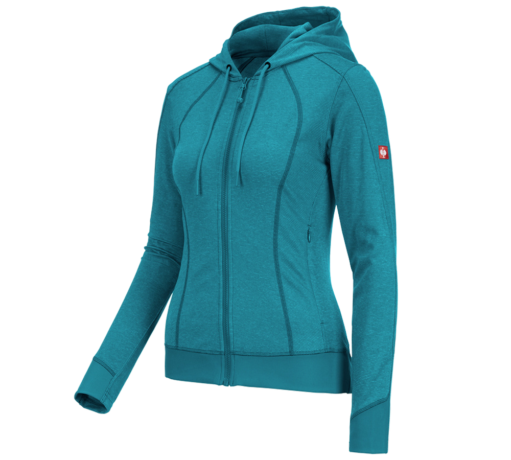 Work Jackets: e.s. Functional hooded jacket stripe, ladies' + ocean