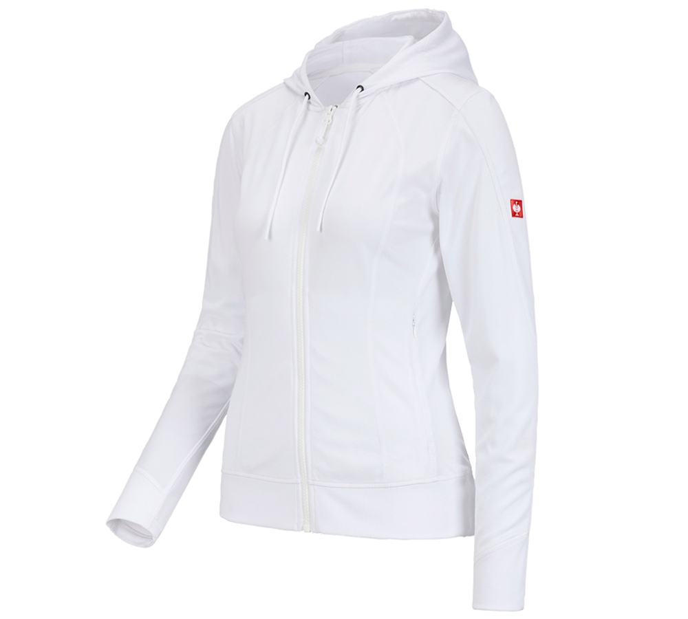 Work Jackets: e.s. Functional hooded jacket stripe, ladies' + white