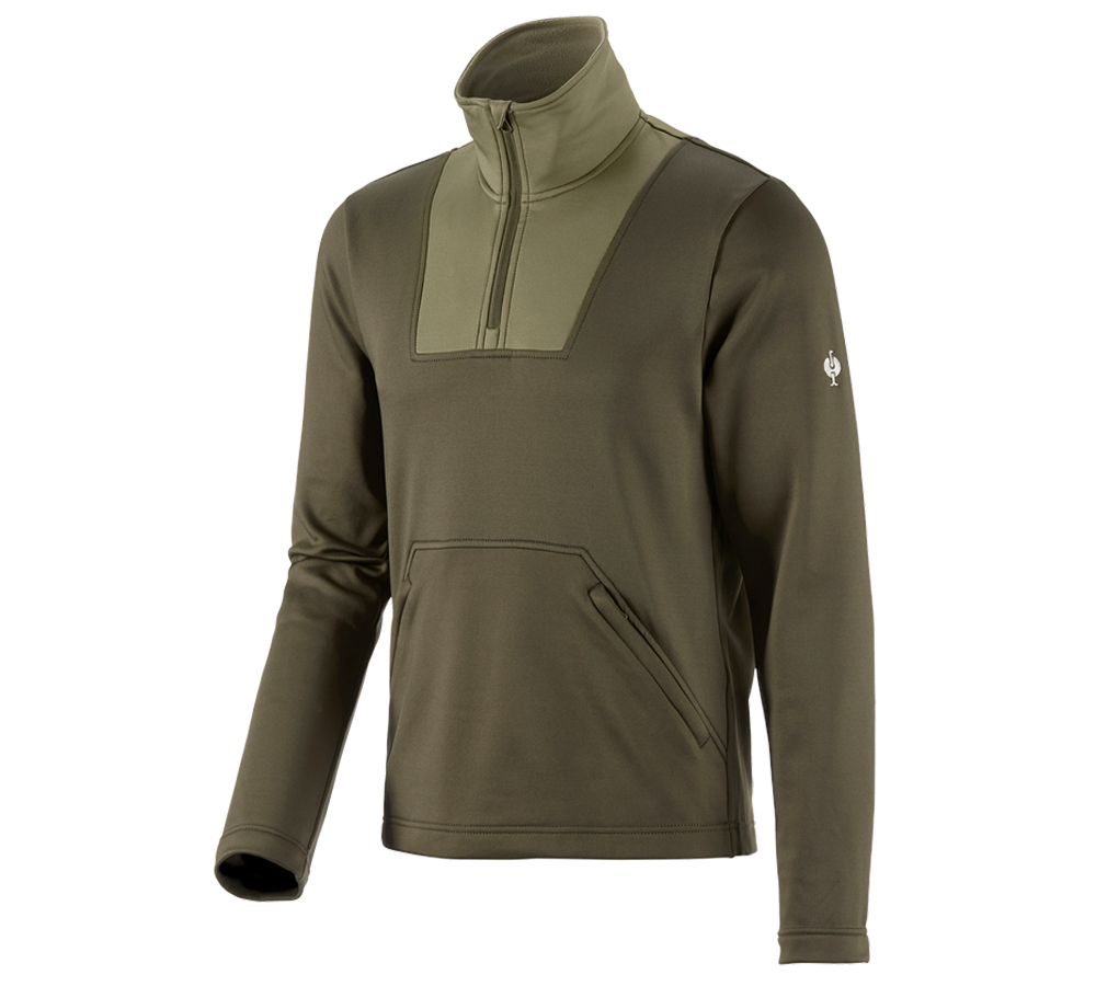 Shirts, Pullover & more: Functional-troyer thermo stretch e.s.concrete + mudgreen/stipagreen