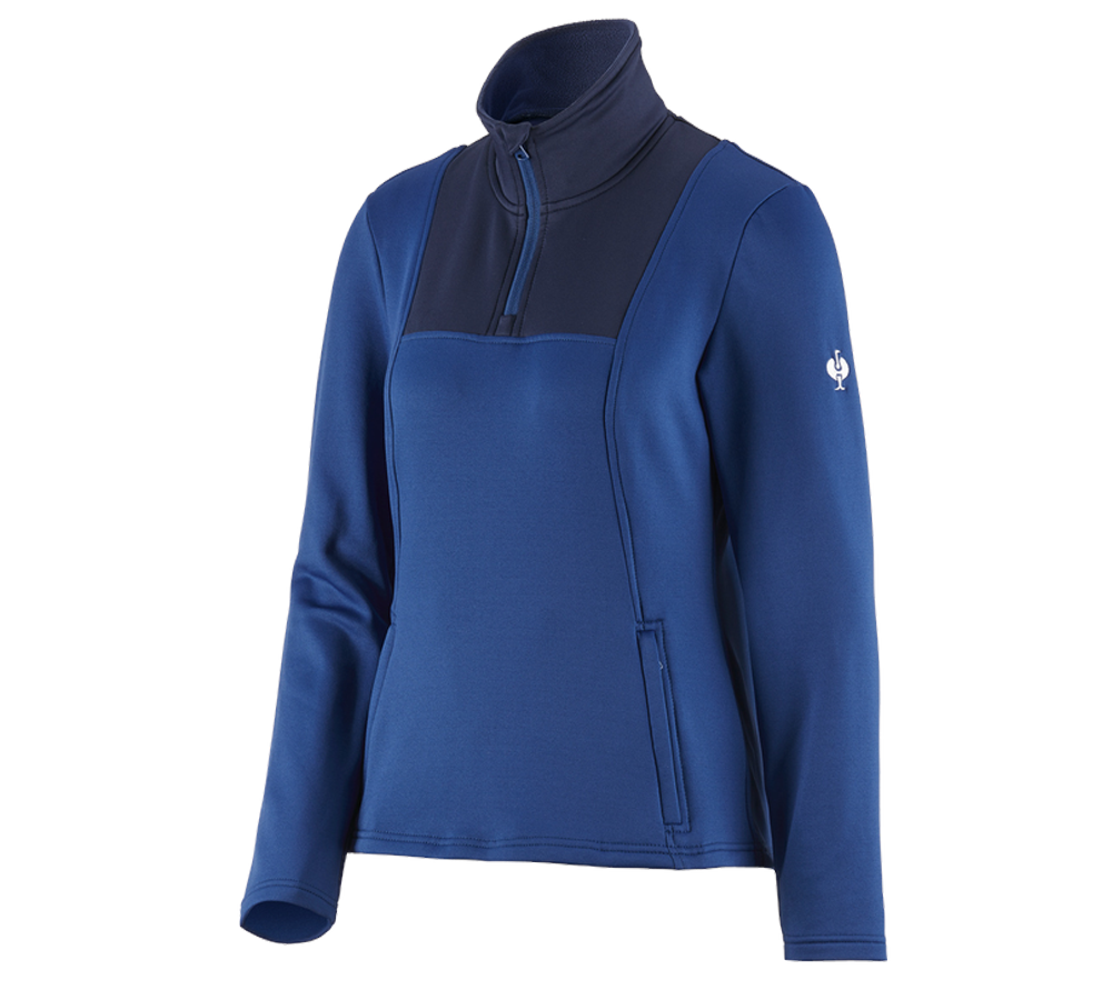 Shirts, Pullover & more: Funct.Troyer thermo stretch e.s.concrete, ladies‘ + alkaliblue/deepblue