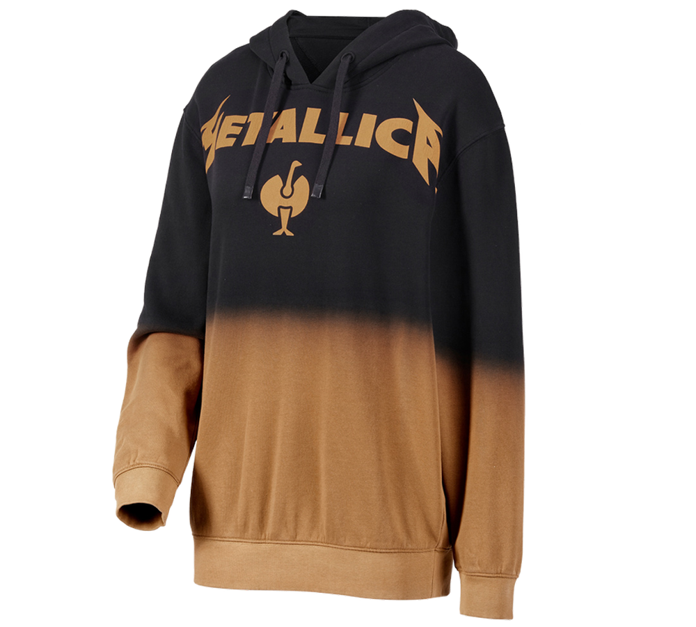 Hauts: Metallica cotton hoodie, ladies + noir/rouille