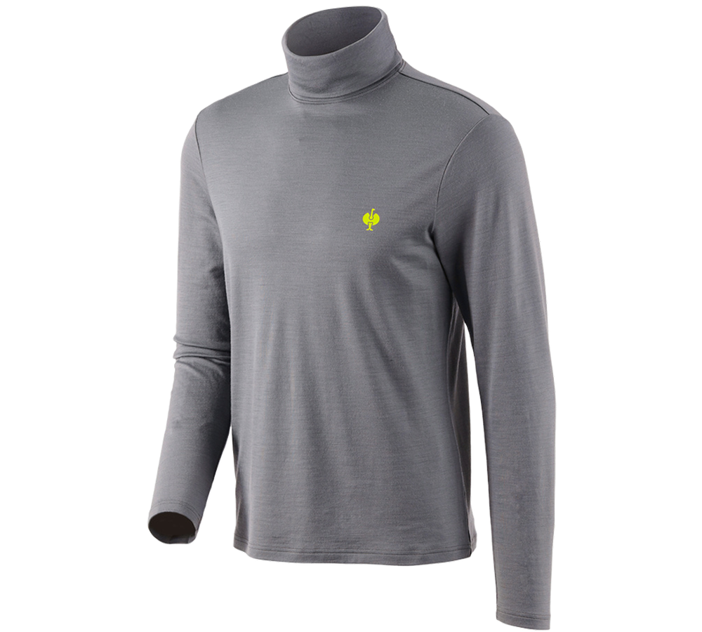 Shirts, Pullover & more: Turtle neck shirt Merino e.s.trail + basaltgrey/acid yellow