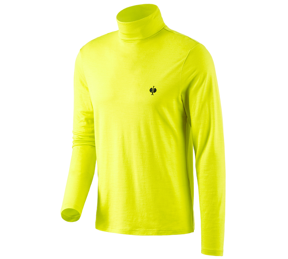 Shirts, Pullover & more: Turtle neck shirt Merino e.s.trail + acid yellow/black
