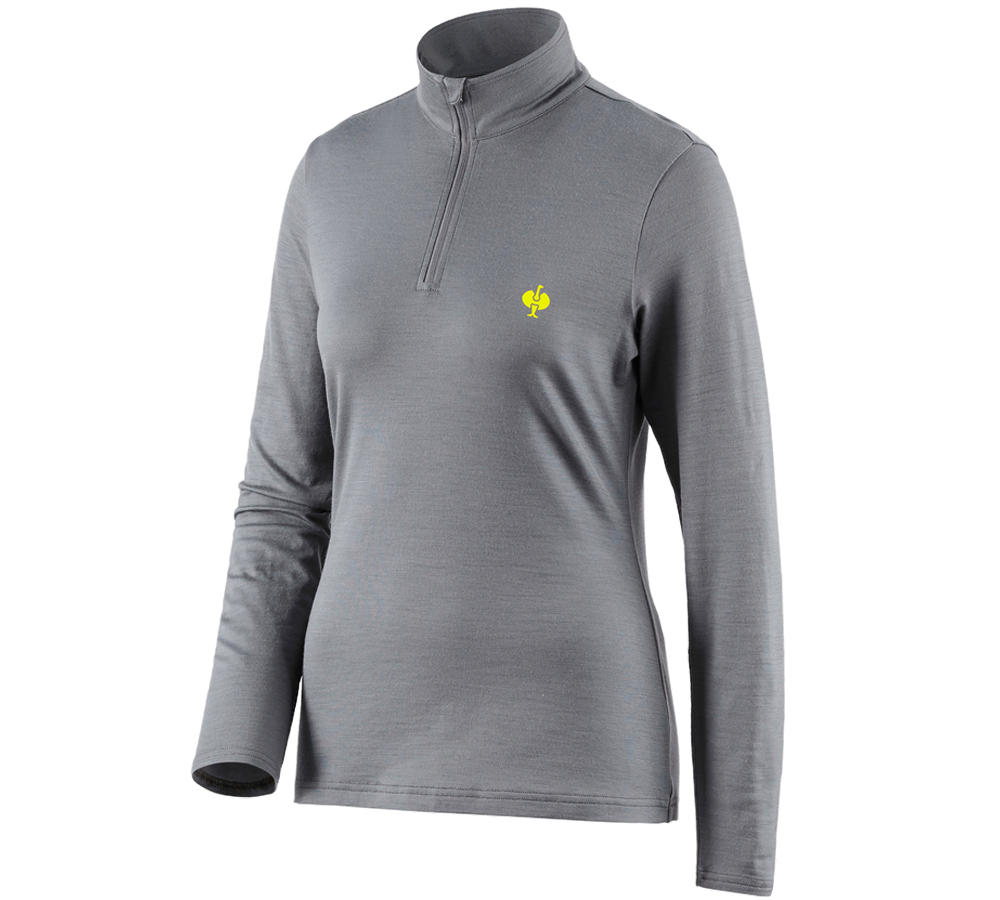 Shirts, Pullover & more: Troyer Merino e.s.trail, ladies' + basaltgrey/acid yellow