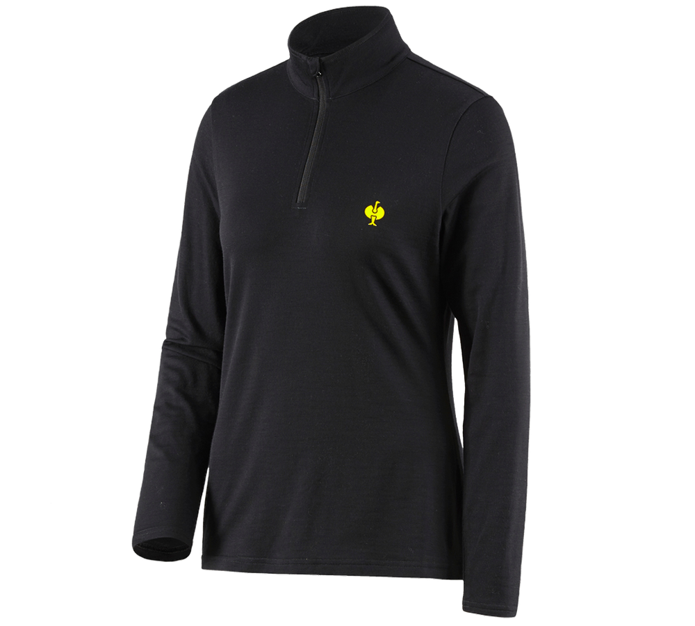 Shirts, Pullover & more: Troyer Merino e.s.trail, ladies' + black/acid yellow