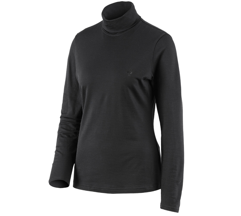Shirts, Pullover & more: Turtle neck shirt Merino e.s.trail, ladies' + black
