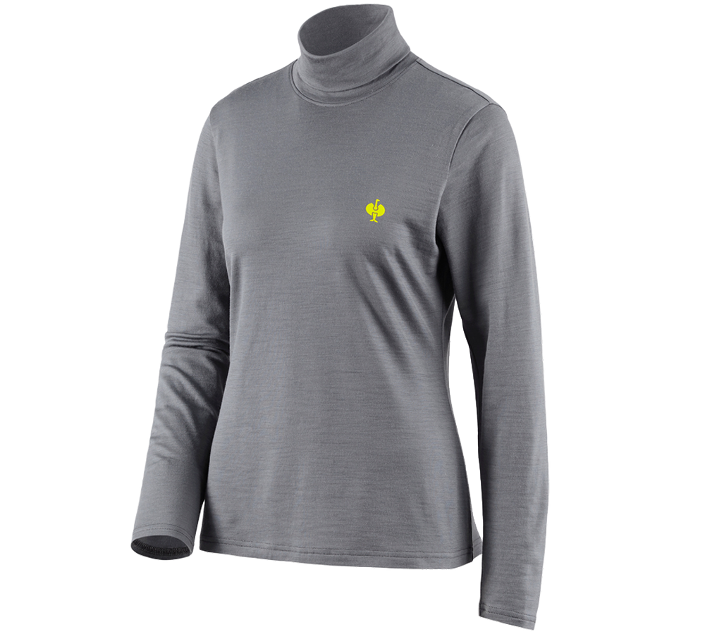 Shirts, Pullover & more: Turtle neck shirt Merino e.s.trail, ladies' + basaltgrey/acid yellow
