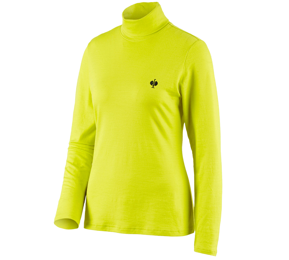 Shirts, Pullover & more: Turtle neck shirt Merino e.s.trail, ladies' + acid yellow/black