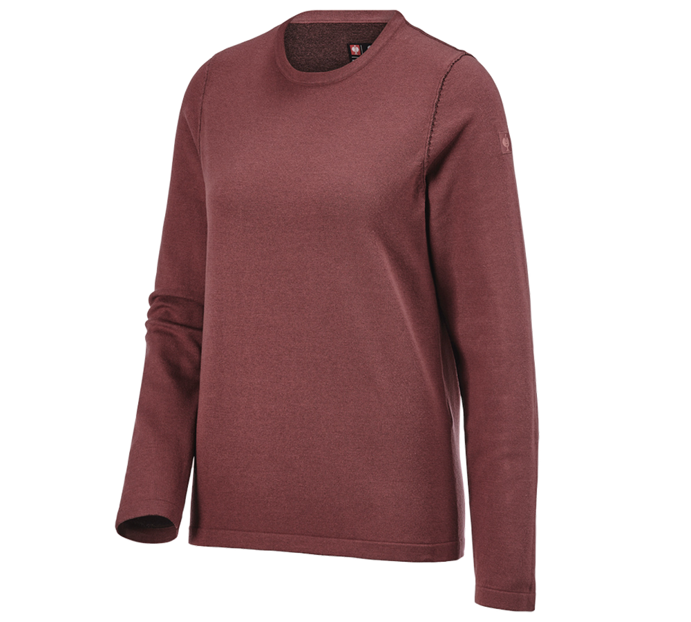 Hauts: Pullover à col rond e.s.iconic, femmes + rouge oxyde