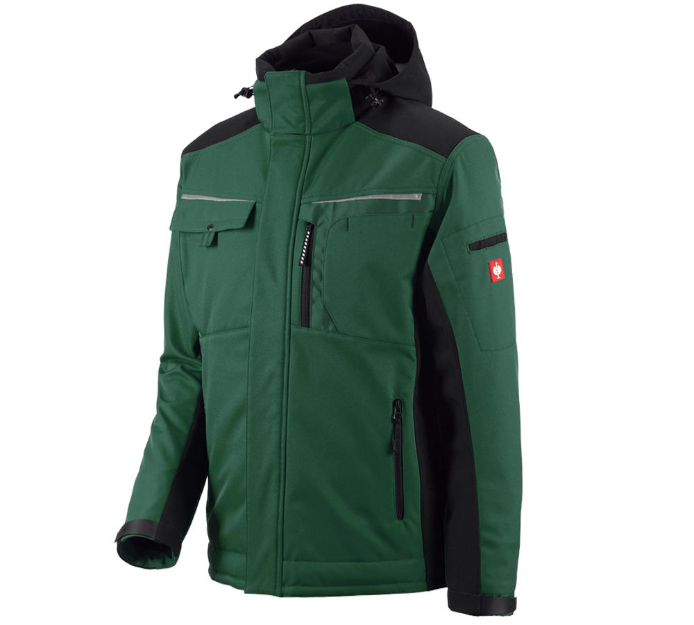 Work Jackets: Softshell jacket e.s.motion + green/black
