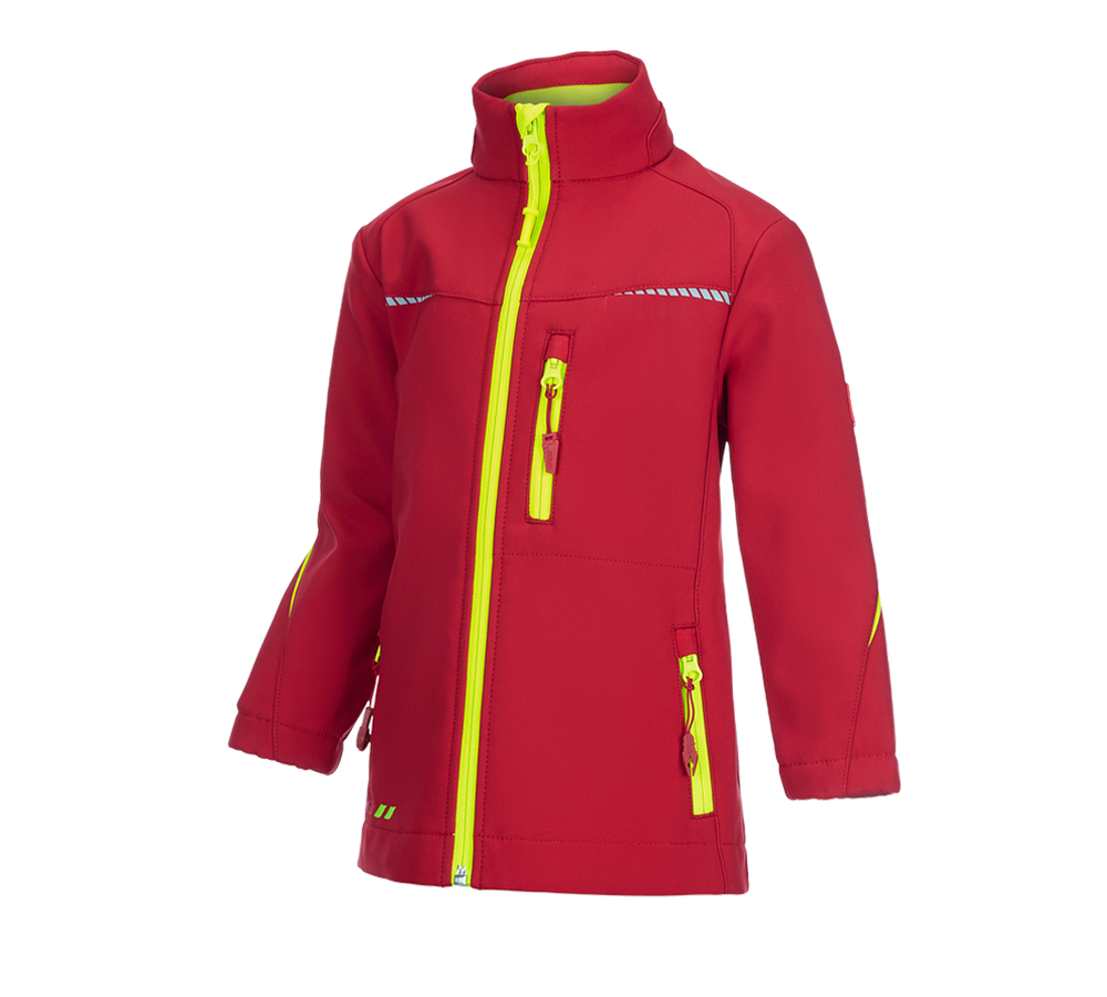 Jackets: Softshell jacket e.s.motion 2020, children's + fiery red/high-vis yellow
