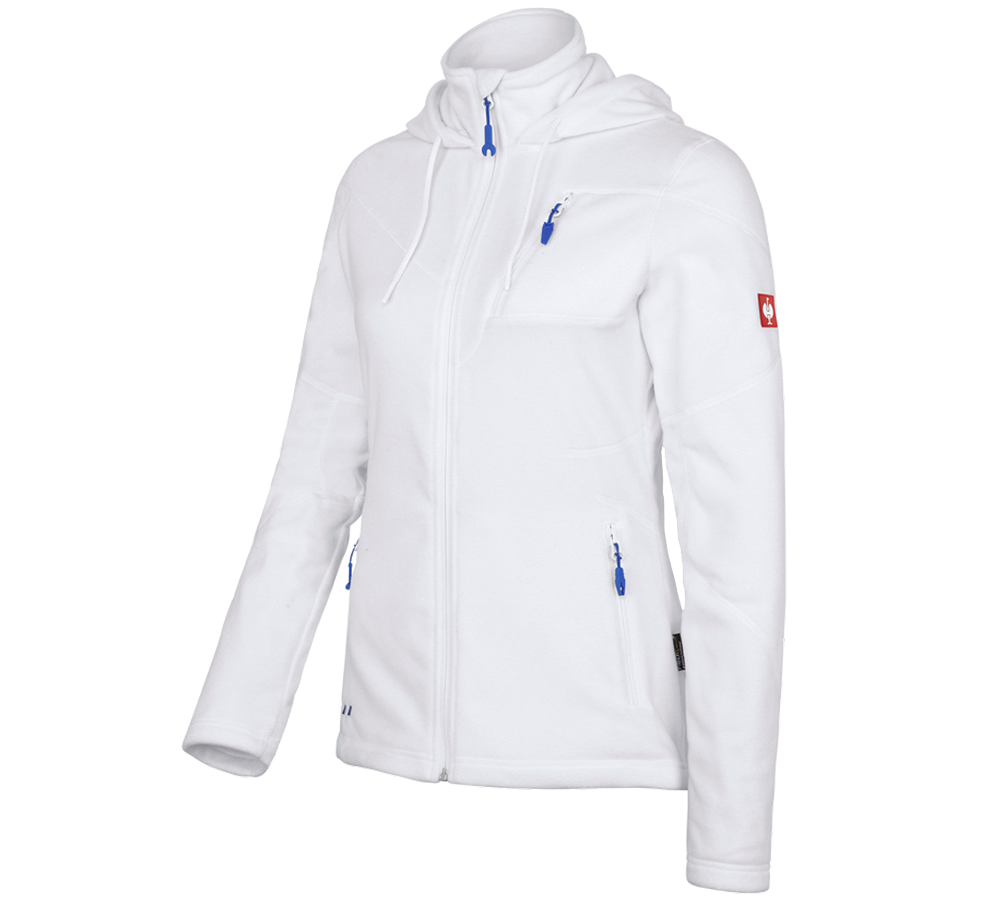 Work Jackets: Hooded fleece jacket e.s. motion 2020, ladies' + white