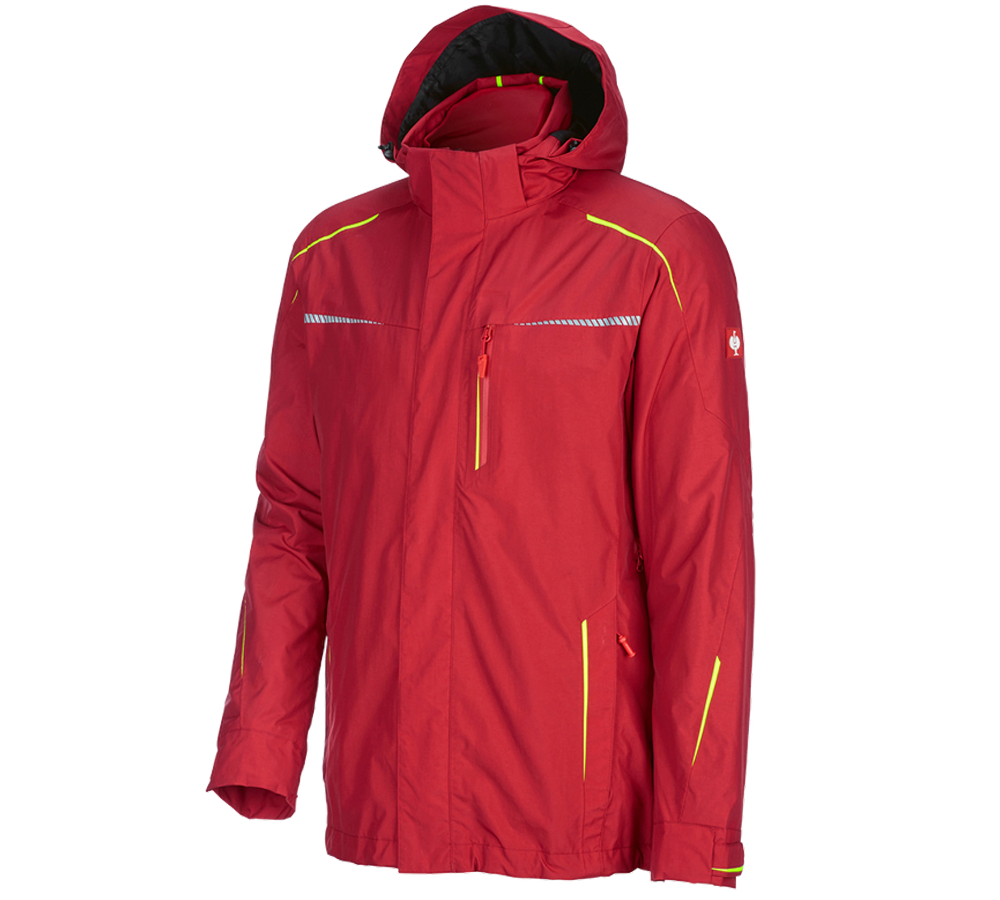 Work Jackets: 3 in 1 functional jacket e.s.motion 2020, men's + fiery red/high-vis yellow