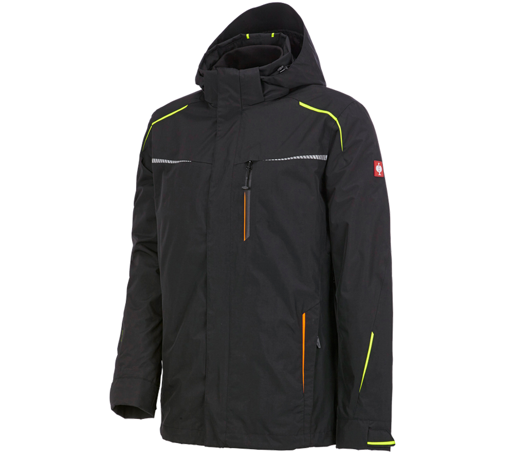 Work Jackets: 3 in 1 functional jacket e.s.motion 2020, men's + black/high-vis yellow/high-vis orange