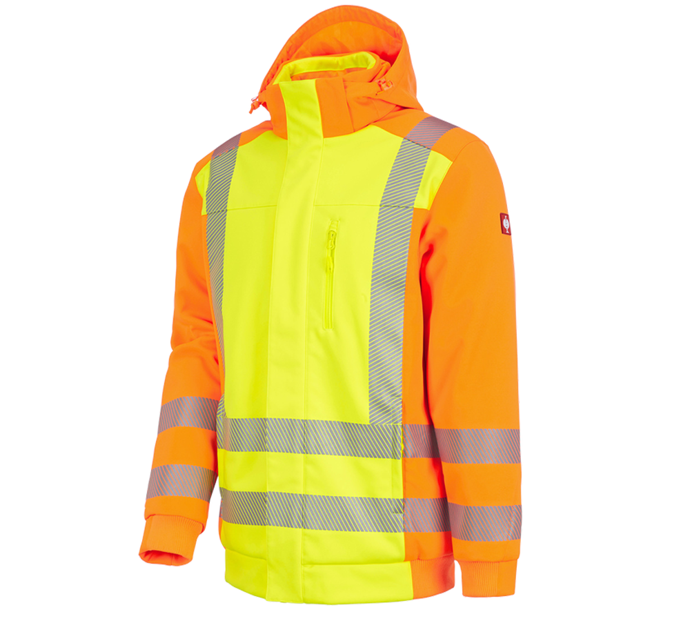 Cold: High-vis winter softshell jacket e.s.motion 2020 + high-vis yellow/high-vis orange