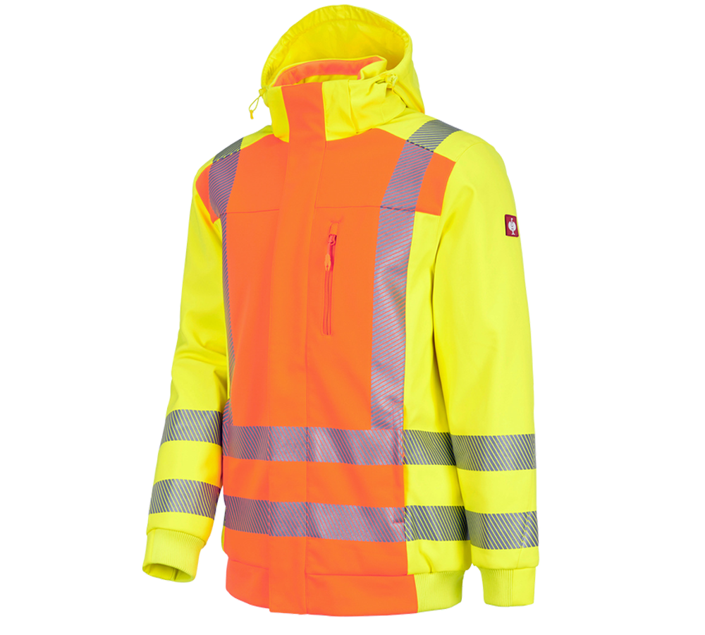 Vestes de travail: Veste d'hiver softshell de sign. e.s.motion 2020 + orange fluo/jaune fluo