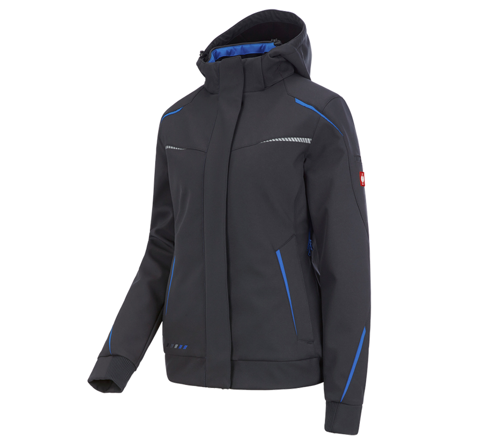 Work Jackets: Winter softshell jacket e.s.motion 2020, ladies' + graphite/gentian blue