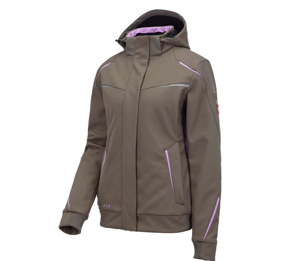 Work Jackets: Winter softshell jacket e.s.motion 2020, ladies' + stone/lavender