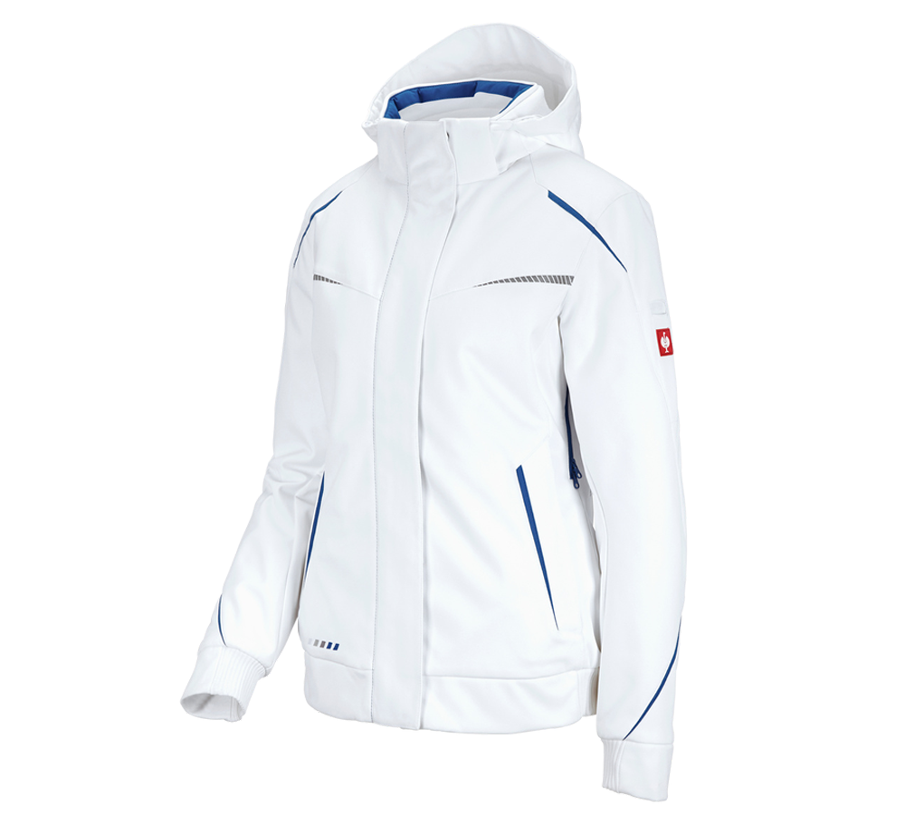 Work Jackets: Winter softshell jacket e.s.motion 2020, ladies' + white/gentianblue