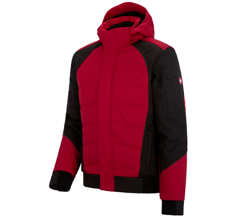 Vestes de travail: Veste softshell d'hiver e.s.vision + rouge/noir