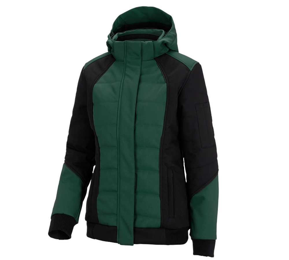 Work Jackets: Winter softshell jacket e.s.vision, ladies' + green/black