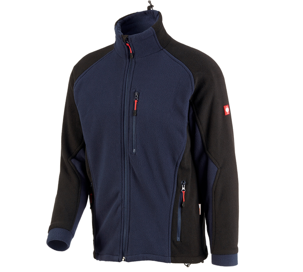 Work Jackets: Functional fleece jacket dryplexx® wind + navy/black