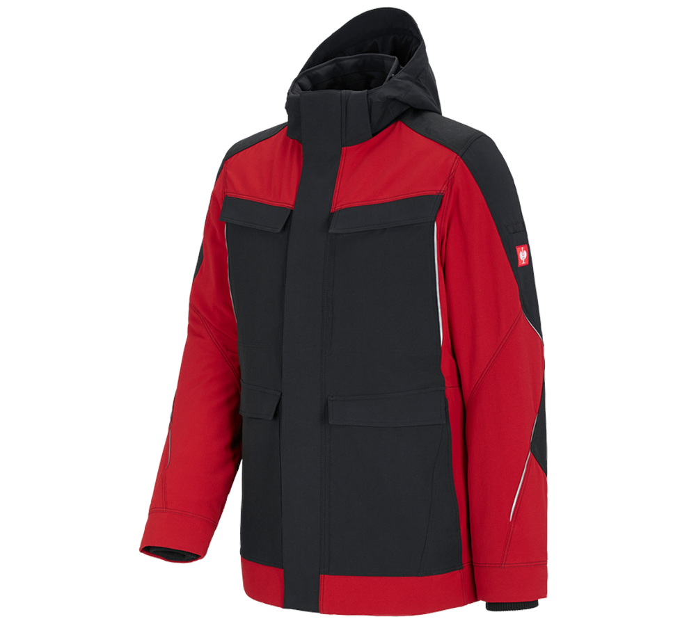 Work Jackets: Functional parka snow e.s.dynashield + fiery red/black