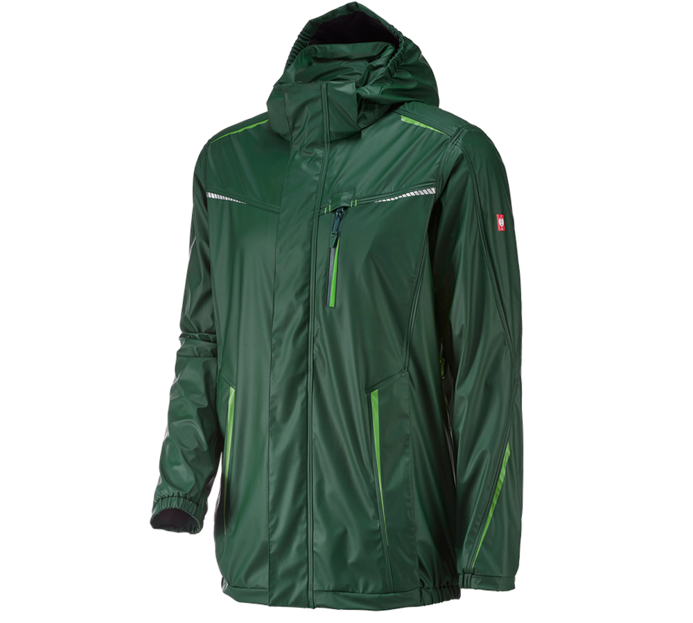 Work Jackets: Rain jacket e.s.motion 2020 superflex + green/sea green