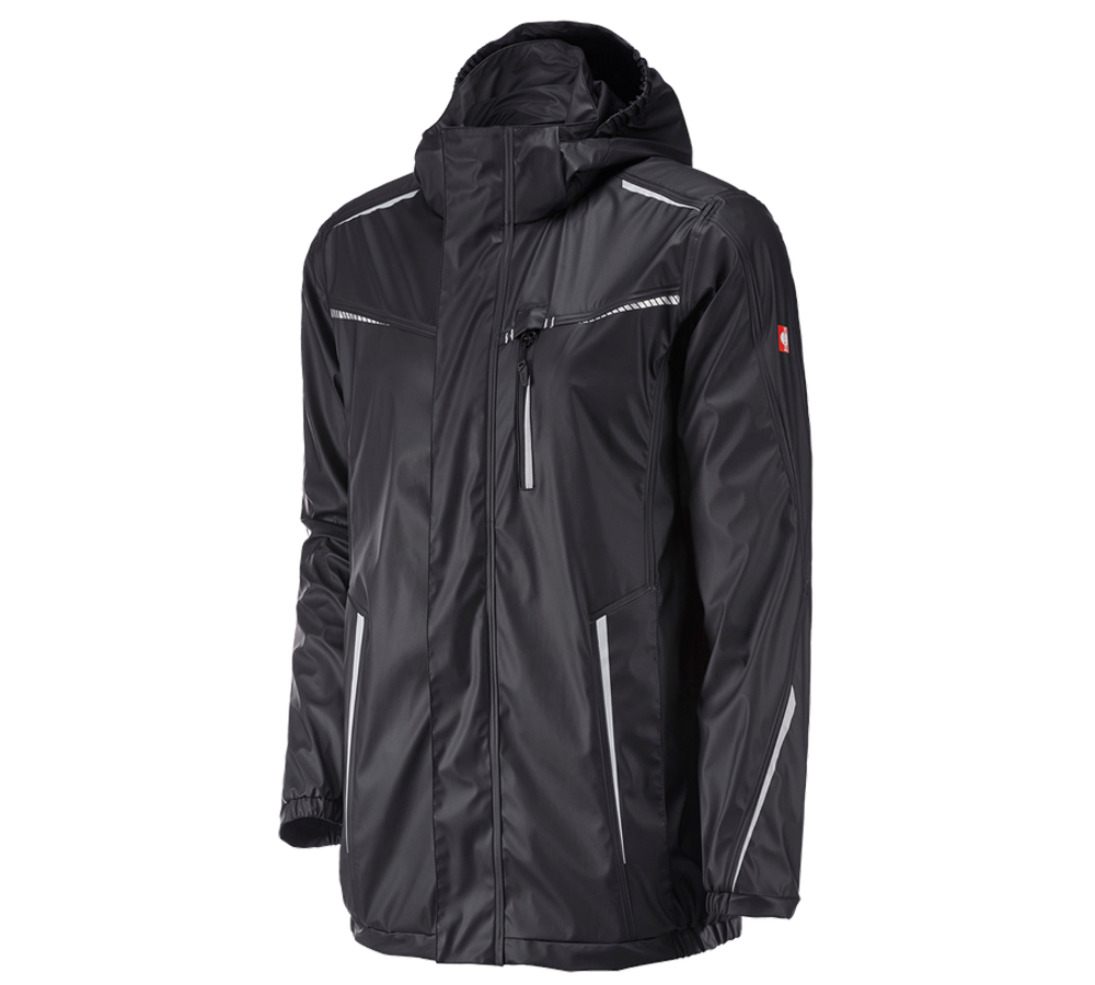 Work Jackets: Rain jacket e.s.motion 2020 superflex + black/platinum