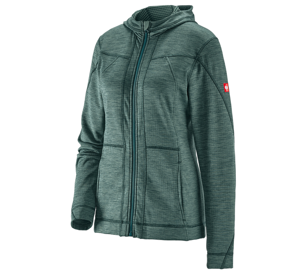 Work Jackets: Hooded jacket isocell e.s.dynashield, ladies' + specialgreen melange