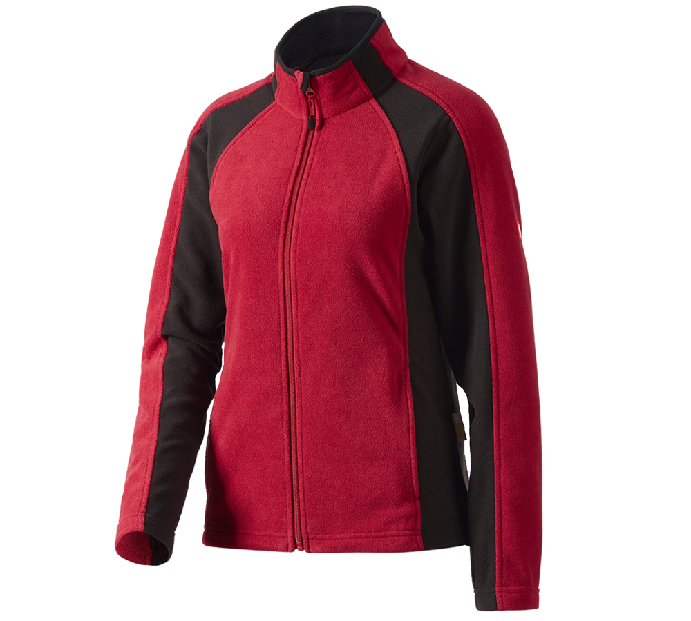Jacken: Damen Microfleece Jacke dryplexx® micro + rot/schwarz