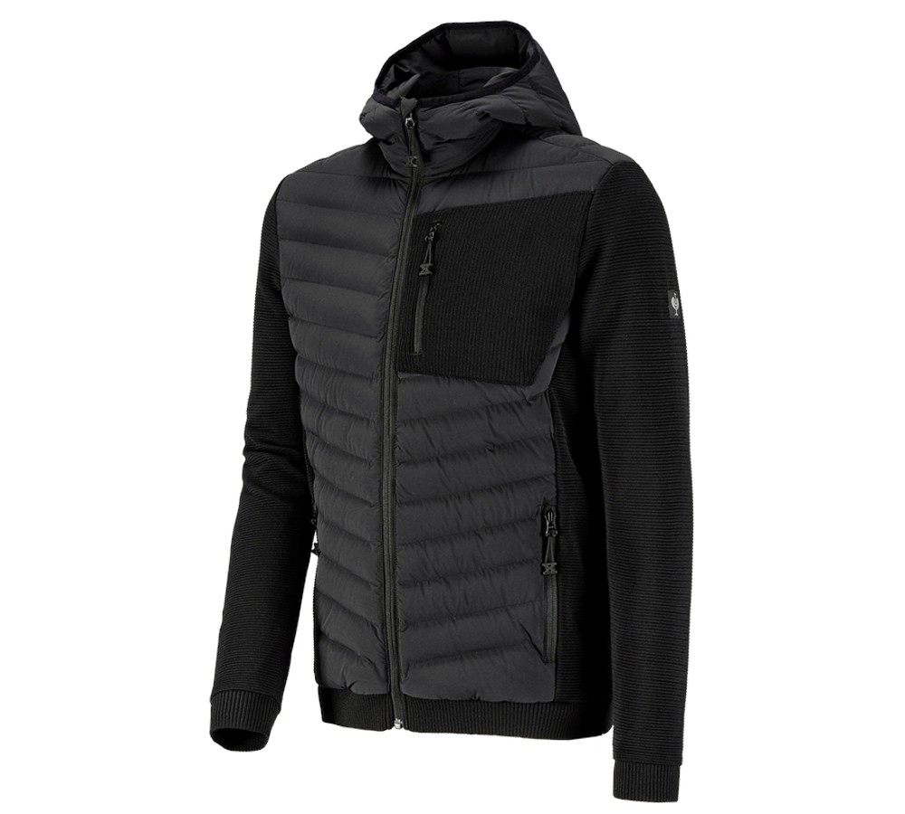 Work Jackets: Hybrid hooded knitted jacket e.s.motion ten + black