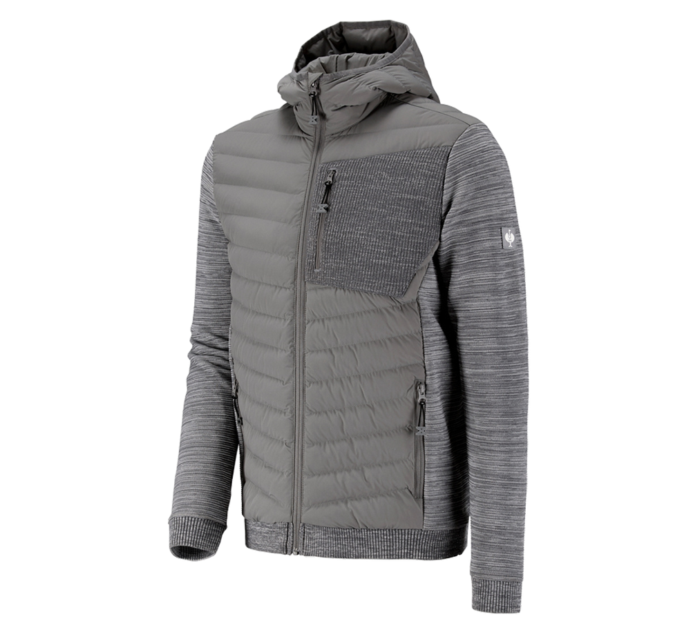 Work Jackets: Hybrid hooded knitted jacket e.s.motion ten + granite melange