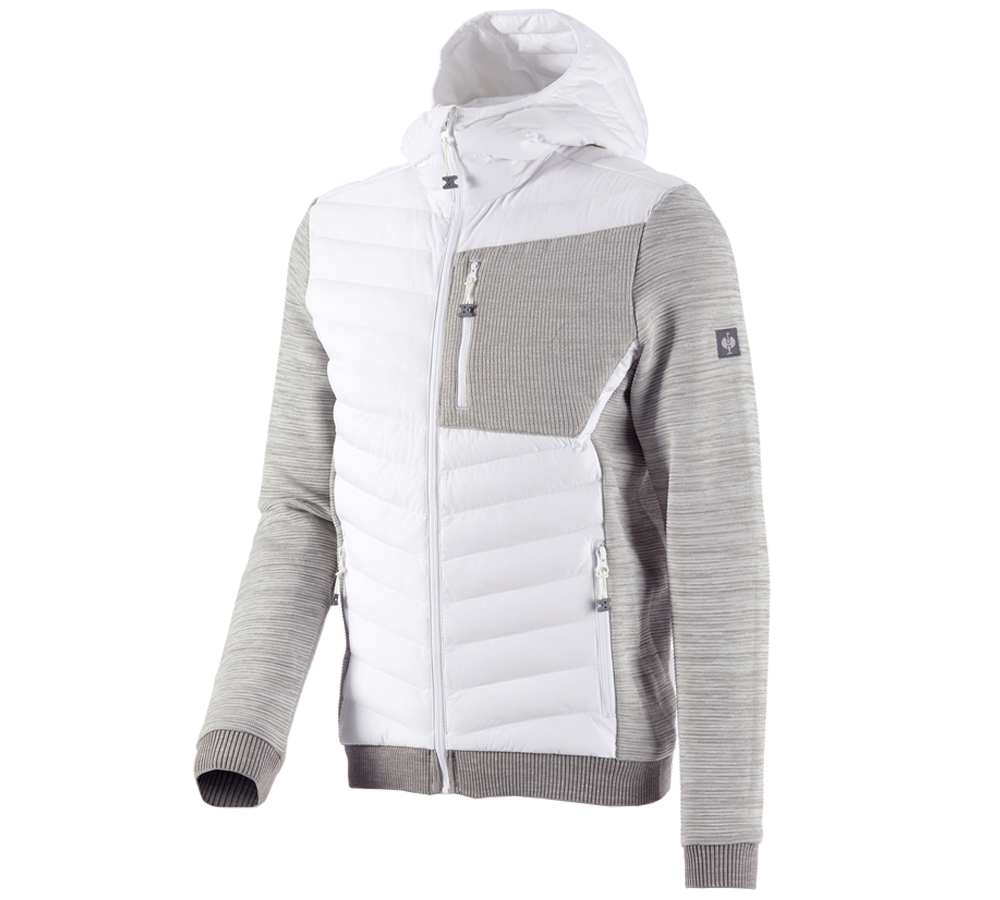 Work Jackets: Hybrid hooded knitted jacket e.s.motion ten + white melange