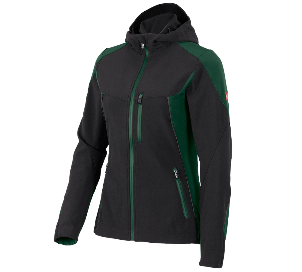Work Jackets: Softshell jacket e.s.vision, ladies' + black/green